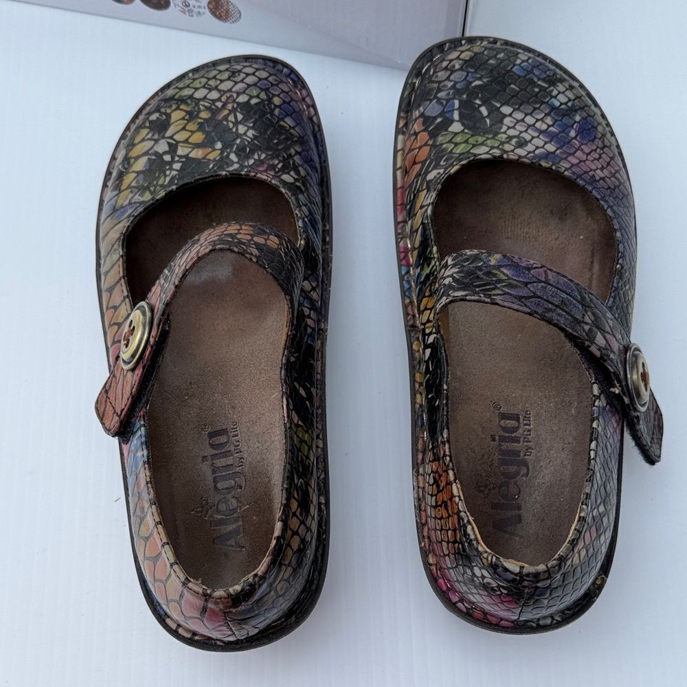 Alegria Paloma Mary Jane Purple Multi Snake Shoes size 38 - Picture 6 of 8